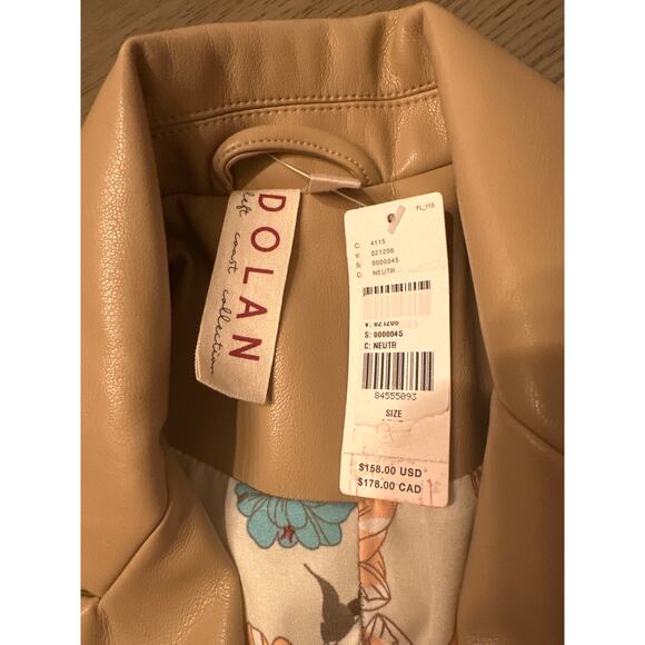 Dolan Tan Faux leather Jacket Blazer XXS NWTS - Picture 4 of 4